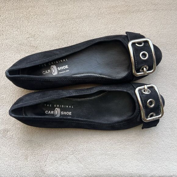 The Original Car Shoe By Prada Black Suede Leather Ballet Flats Women EU 38 US 8 - Picture 10 of 16